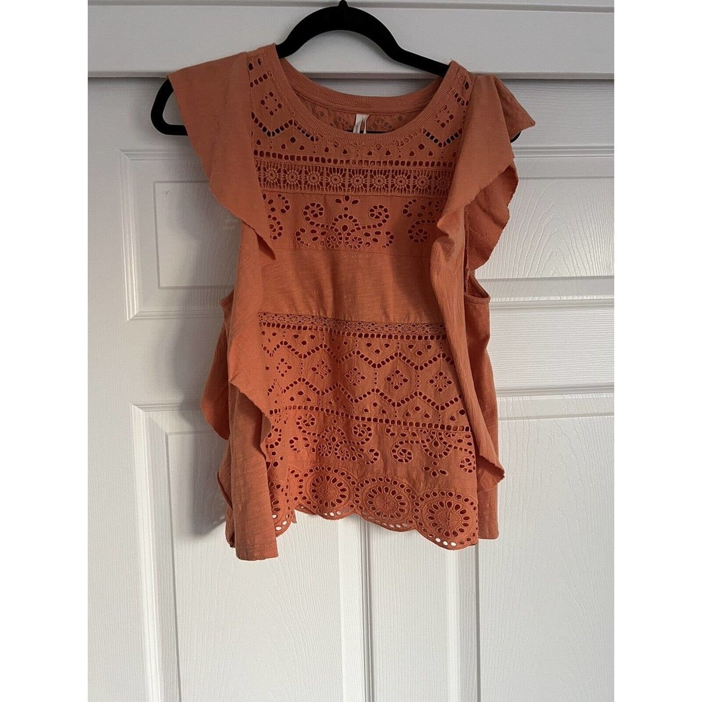 Anthropologie Sustainable Lace Tank Blouse Top Eyelet Embroidered Small